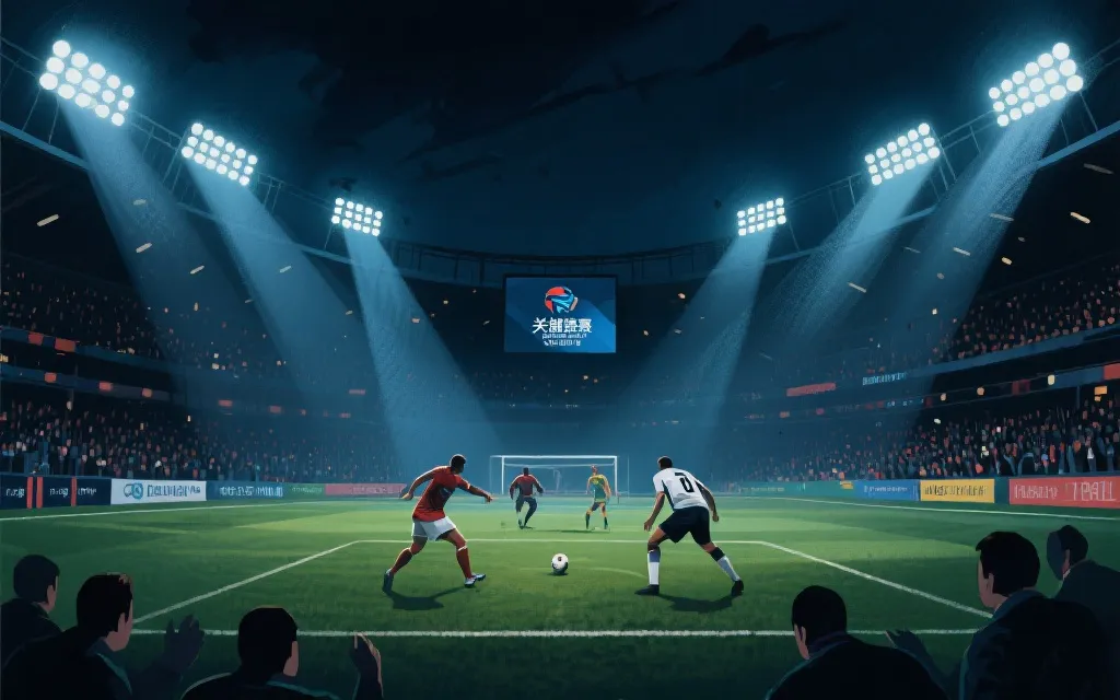 球场灯光下的附加赛决战氛围插画风图片